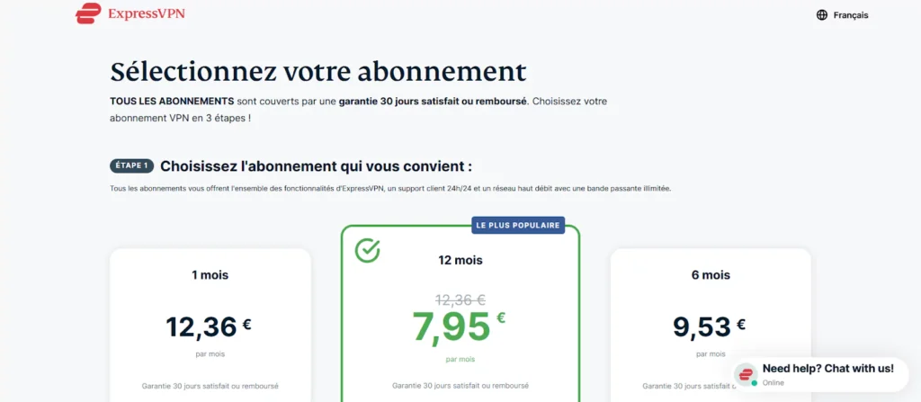 Prix et abonnements ExpressVPN